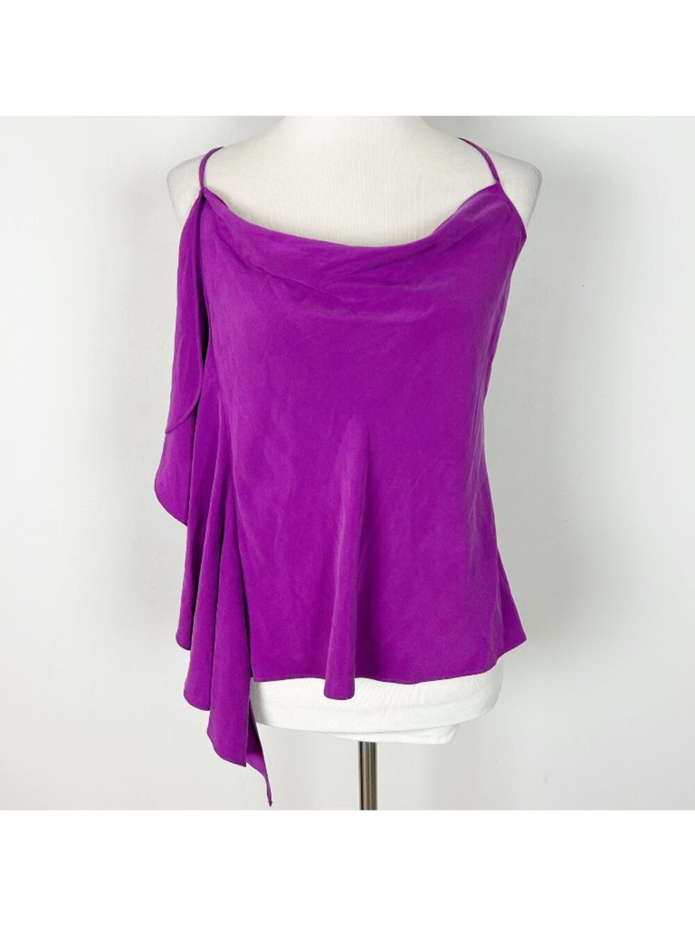 Alice & Trixie Purple Silk Waterfall Cowl Neck Tank Top Cami Size Medium Women's